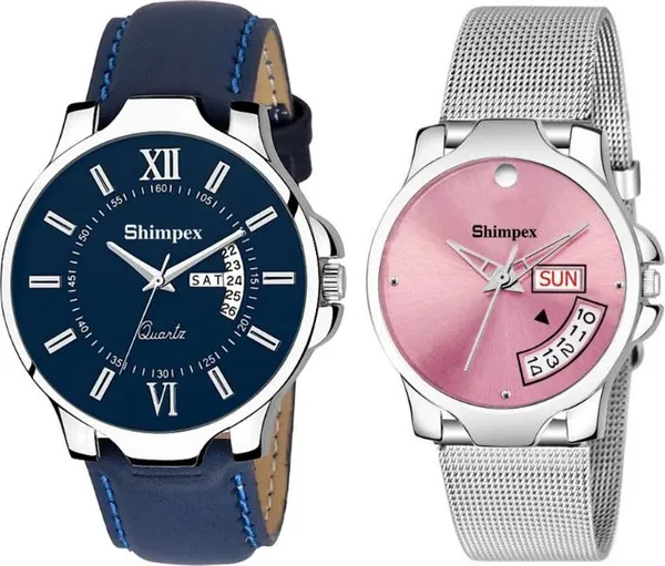Premium_Watches_Blue_Pink_Genuine_Leather_Metal_Men_&_Women_Waterproof_With_A_One_Year_Warranty_Day_And_Date_Analog