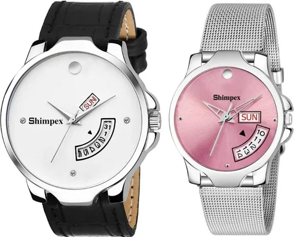 Premium_Watches_White_Pink_Genuine_Leather_Metal_Men_&_Women_Waterproof_With_A_One_Year_Warranty_Day_And_Date_Analog