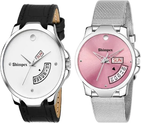 Premium_Watches_White_Peach_Genuine_Leather_Metal_Men_&_Women_Waterproof_With_A_One_Year_Warranty_Day_And_Date_Analog