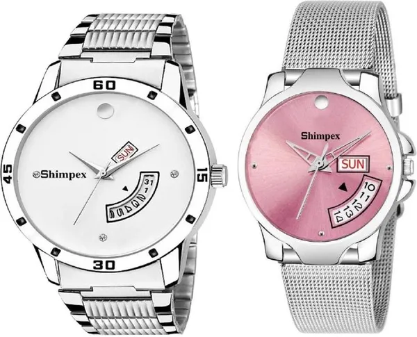 Premium_Watches_White_Pink_Genuine_Leather_Metal_Men_&_Women_Waterproof_With_A_One_Year_Warranty_Day_And_Date_Analog