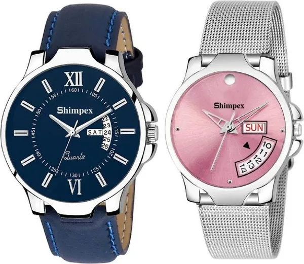 Premium_Watches_Blue_Pink_Metal_Genuine_Leather_Men_&_Women_Waterproof_With_A_One_Year_Warranty_Day_And_Date_Analog