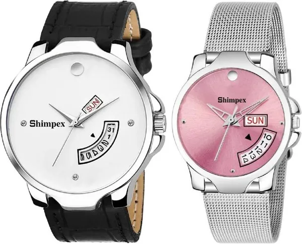 Premium_Watches_White_Pink_Genuine_Leather_Metal_Men_&_Women_Waterproof_With_A_One_Year_Warranty_Day_And_Date_Analog