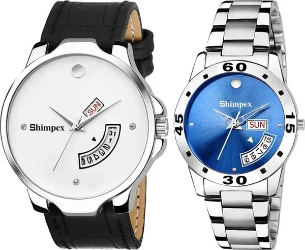 Premium_Watches_Silver_Blue_Genuine_Leather_Metal_Men_&_Women_Waterproof_With_A_One_Year_Warranty_Day_And_Date_Analog
