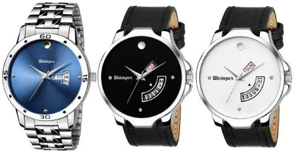 Premium_Watches_Blue_White_Black_Genuine_Leather_Metal_Men_Waterproof_With_A_One_Year_Warranty_Day_And_Date_Analog