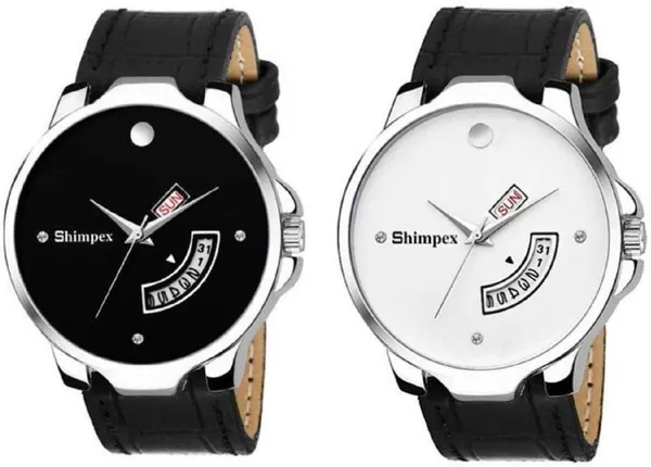 Premium_Watches_White_Black_Genuine_Leather_Metal_Men_Waterproof_With_A_One_Year_Warranty_Day_And_Date_Analog