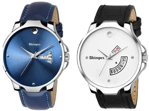Premium_Watches_Blue_White_Genuine_Leather_Metal_Men_Waterproof_With_A_One_Year_Warranty_Day_And_Date_Analog
