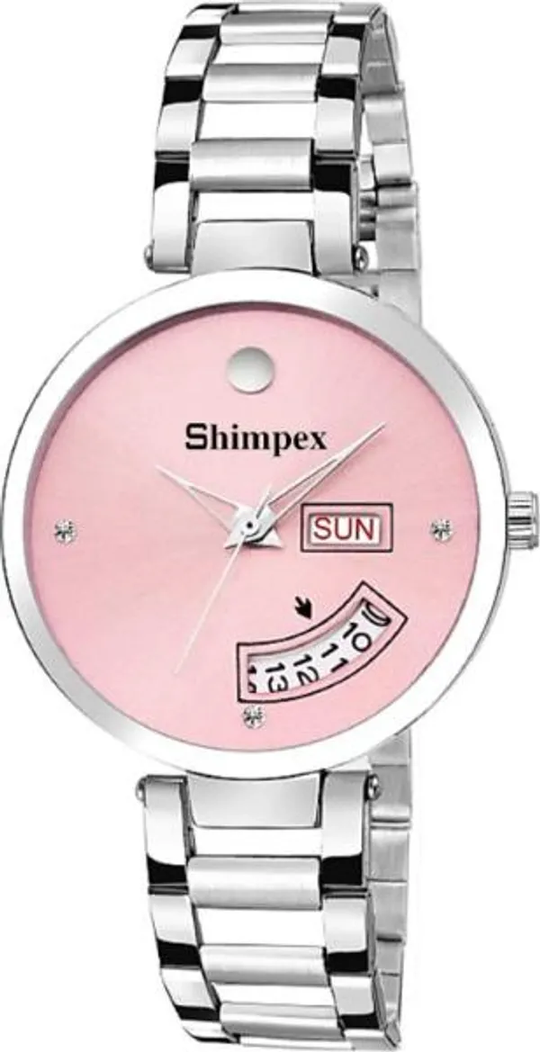 Premium_Watches_Pink_Metal_Women_Waterproof_With_A_One_Year_Warranty_Day_And_Date_Analog
