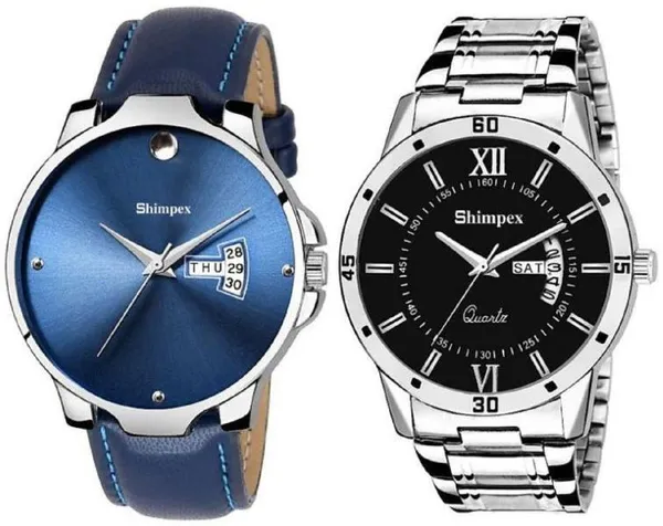 Premium_Watches_Black_Blue_Genuine_Leather_Metal_Men_Waterproof_With_A_One_Year_Warranty_Day_And_Date_Analog