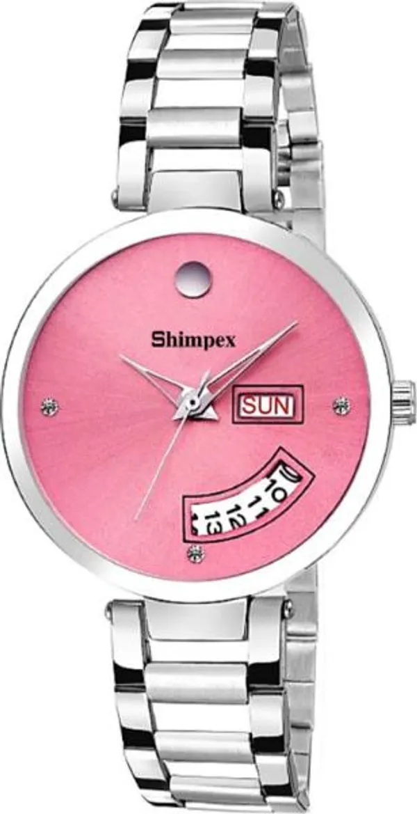 Premium_Watches_Pink_Metal_Women_Waterproof_With_A_One_Year_Warranty_Day_And_Date_Analog