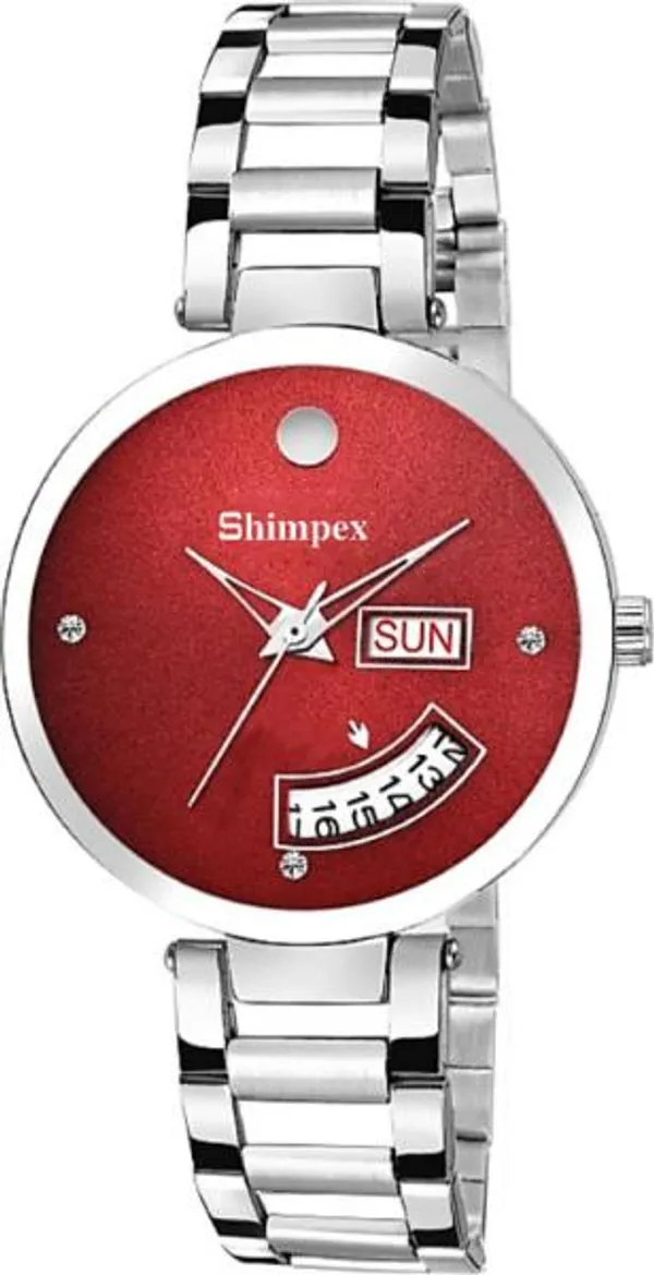 Premium_Watches_Red_Metal_Women_Waterproof_With_A_One_Year_Warranty_Day_And_Date_Analog