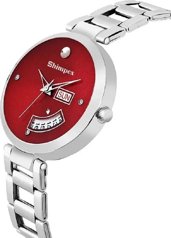 Premium_Watches_Red_Metal_Women_Waterproof_With_A_One_Year_Warranty_Day_And_Date_Analog