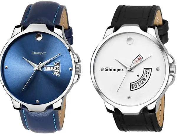 Premium_Watches_Blue_White_Genuine_Leather_Metal_Men_Waterproof_With_A_One_Year_Warranty_Day_And_Date_Analog