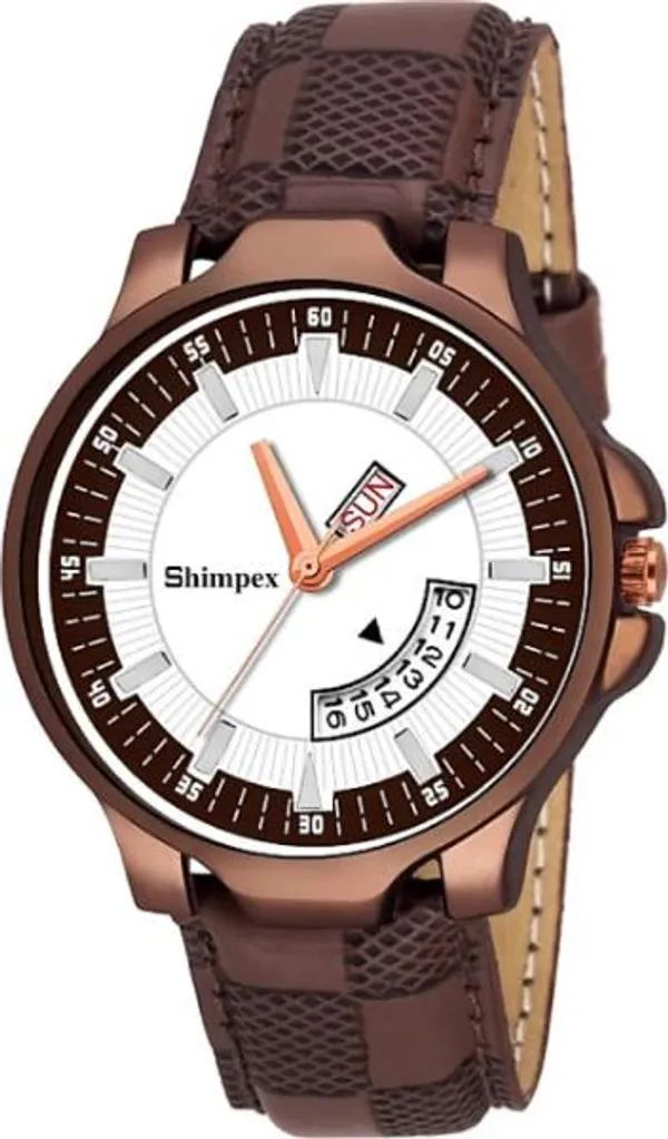 Premium_Watches_Brown_White_Genuine_Leather_Metal_Men_Waterproof_With_A_One_Year_Warranty_Day_And_Date_Analog