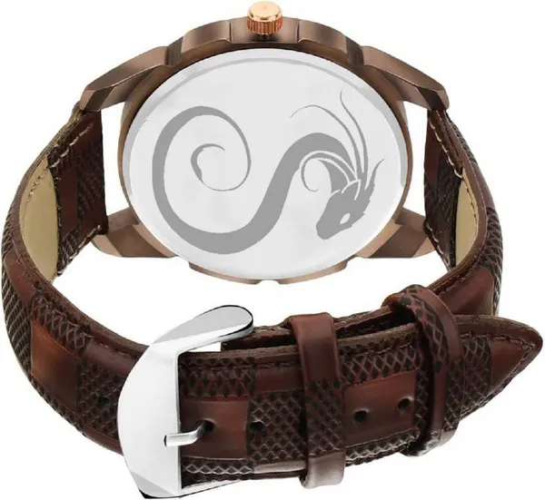 Premium_Watches_Brown_White_Genuine_Leather_Metal_Men_Waterproof_With_A_One_Year_Warranty_Day_And_Date_Analog