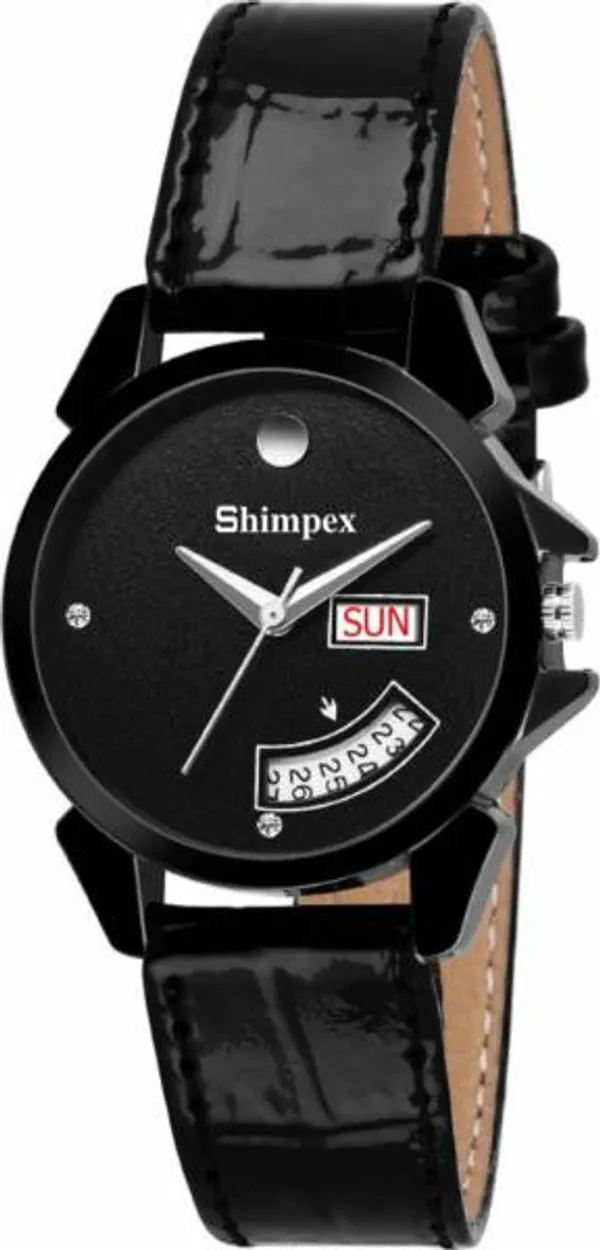 Premium_Watches_Black_Genuine_Leather_Metal_Women_Waterproof_With_A_One_Year_Warranty_Day_And_Date_Analog