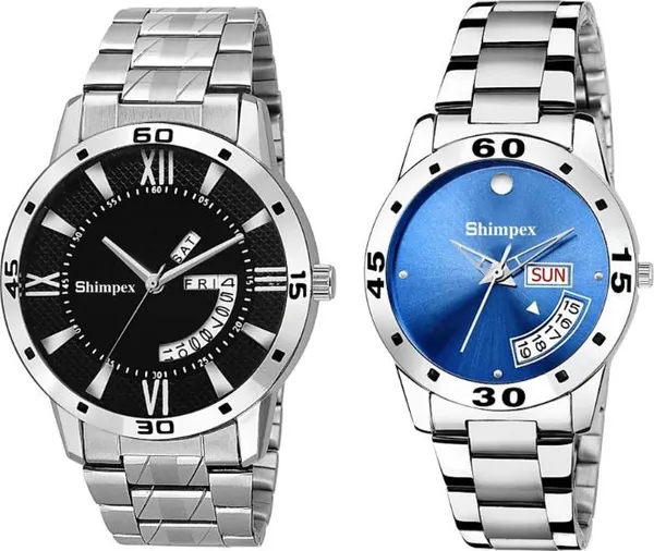 Premium_Watches_Black_Blue_Metal_Men_&_Women_Waterproof_With_A_One_Year_Warranty_Day_And_Date_Analog