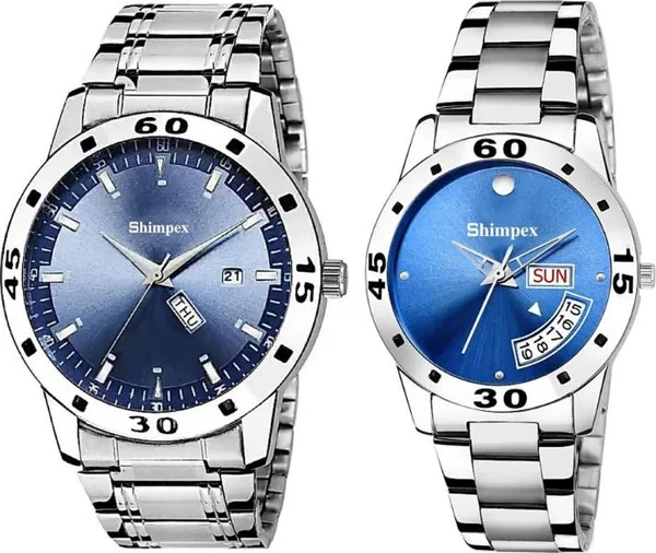 Premium_Watches_Blue_Metal_Men_&_Women_Waterproof_With_A_One_Year_Warranty_Day_And_Date_Analog