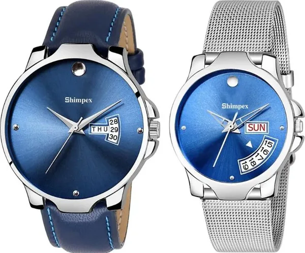 Premium_Watches_Blue_Genuine_Leather_Metal_Men_&_Women_Waterproof_With_A_One_Year_Warranty_Day_And_Date_Analog