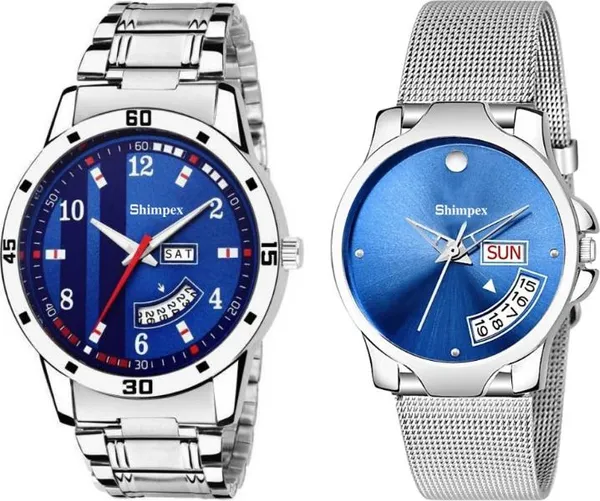 Premium_Watches_Blue_Metal_Men_&_Women_Waterproof_With_A_One_Year_Warranty_Day_And_Date_Analog