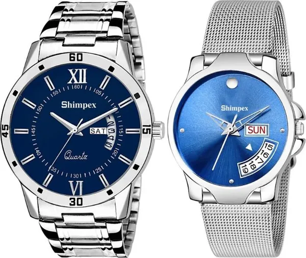 Premium_Watches_Blue_Metal_Men_&_Women_Waterproof_With_A_One_Year_Warranty_Day_And_Date_Analog