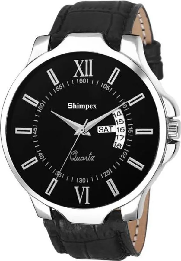 Premium_Watches_Black_Genuine_Leather_Metal_Men_Waterproof_With_A_One_Year_Warranty_Day_And_Date_Analog