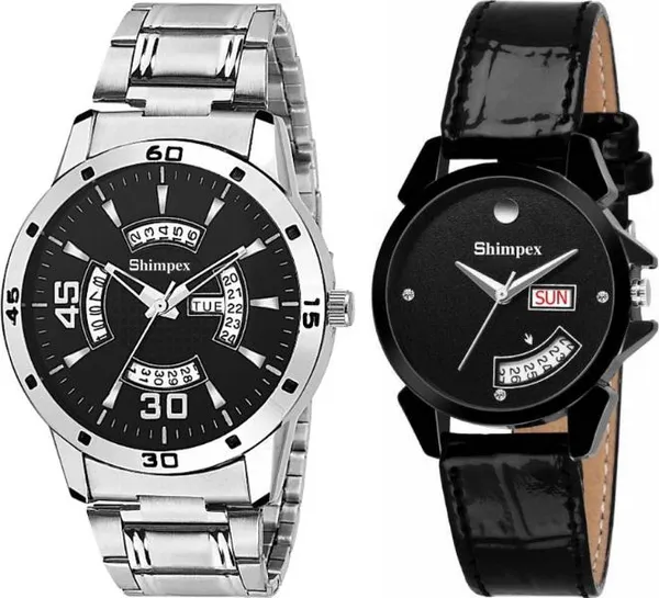 Premium_Watches_Black_Genuine_Leather_Metal_Men_&_Women_Waterproof_With_A_One_Year_Warranty_Day_And_Date_Analog