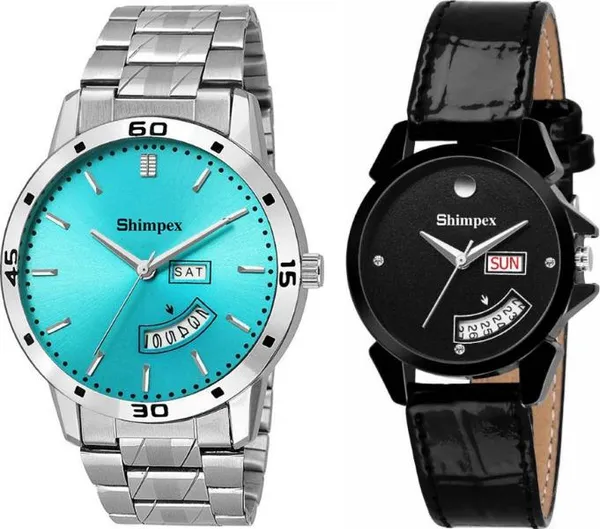 Premium_Watches_Blue_Black_Genuine_Leather_Metal_Men_&_Women_Waterproof_With_A_One_Year_Warranty_Day_And_Date_Analog