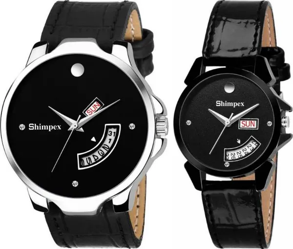 Premium_Watches_Black_Genuine_Leather_Metal_Men_&_Women_Waterproof_With_A_One_Year_Warranty_Day_And_Date_Analog