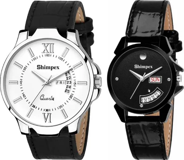 Premium_Watches_White_Black_Genuine_Leather_Metal_Men_&_Women_Waterproof_With_A_One_Year_Warranty_Day_And_Date_Analog
