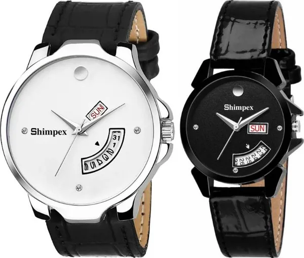 Premium_Watches_White_Black_Genuine_Leather_Metal_Men_&_Women_Waterproof_With_A_One_Year_Warranty_Day_And_Date_Analog