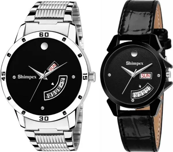 Premium_Watches_Black_Genuine_Leather_Metal_Men_&_Women_Waterproof_With_A_One_Year_Warranty_Day_And_Date_Analog