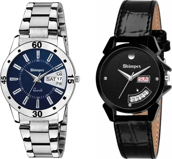 Premium_Watches_Blue_Black_Genuine_Leather_Metal_Men_&_Women_Waterproof_With_A_One_Year_Warranty_Day_And_Date_Analog