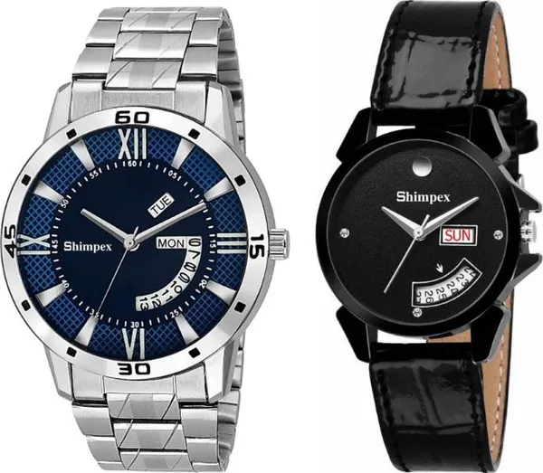 Premium_Watches_Blue_Black_Genuine_Leather_Metal_Men_&_Women_Waterproof_With_A_One_Year_Warranty_Day_And_Date_Analog