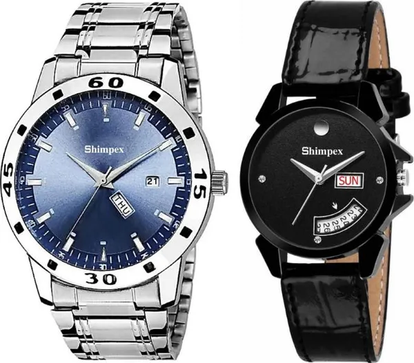 Premium_Watches_Blue_Black_Genuine_Leather_Metal_Men_&_Women_Waterproof_With_A_One_Year_Warranty_Day_And_Date_Analog