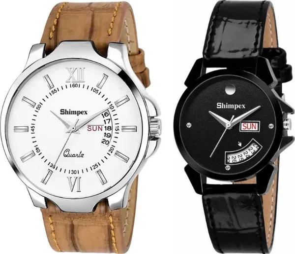Premium_Watches_White_Black_Genuine_Leather_Metal_Men_&_Women_Waterproof_With_A_One_Year_Warranty_Day_And_Date_Analog