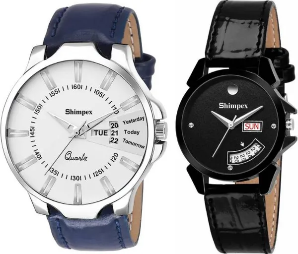 Premium_Watches_White_Black_Genuine_Leather_Metal_Men_&_Women_Waterproof_With_A_One_Year_Warranty_Day_And_Date_Analog
