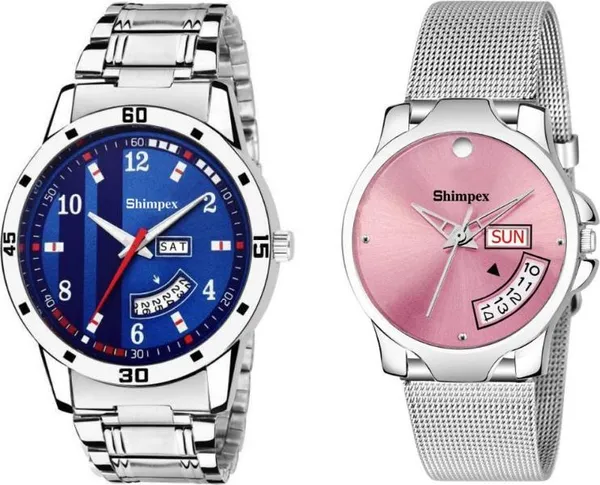 Premium_Watches_Blue_Metal_Boys_&_Girls_Waterproof_With_A_One_Year_Warranty_Day_And_Date_Analog