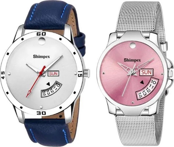 Premium_Watches_Silver_Pink_Genuine_Leather_Metal_Men_&_Women_Waterproof_With_A_One_Year_Warranty_Day_And_Date_Analog