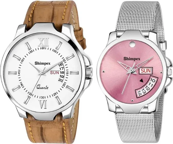 Premium_Watches_White_Pink_Genuine_Leather_Metal_Men_&_Women_Waterproof_With_A_One_Year_Warranty_Day_And_Date_Analog
