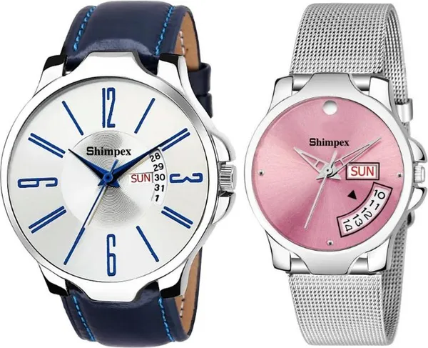 Premium_Watches_White_Pink_Genuine_Leather_Metal_Men_&_Women_Waterproof_With_A_One_Year_Warranty_Day_And_Date_Analog