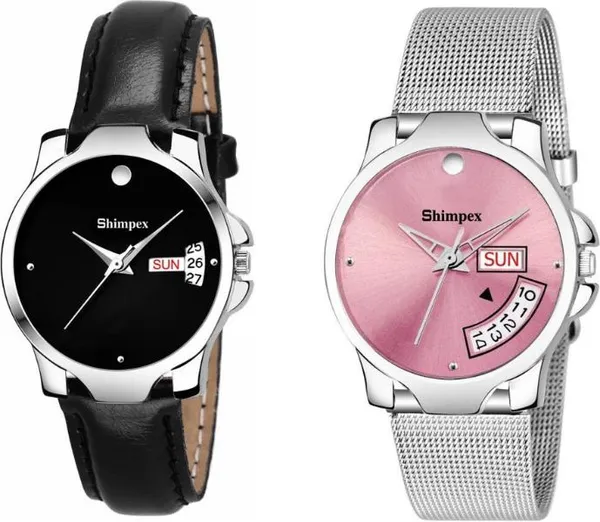 Premium_Watches_Black_Pink_Genuine_Leather_Metal_Women_Waterproof_With_A_One_Year_Warranty_Day_And_Date_Analog