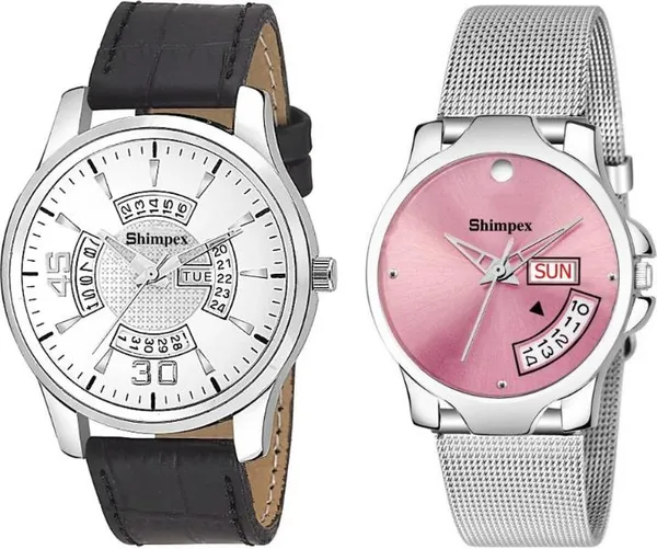 Premium_Watches_White_Genuine_Leather_Metal_Boys_&_Girls_Waterproof_With_A_One_Year_Warranty_Day_And_Date_Analog