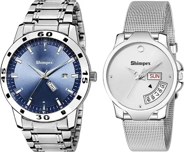 Premium_Watches_Blue_Silver_Metal_Men_&_Women_Waterproof_With_A_One_Year_Warranty_Day_And_Date_Analog
