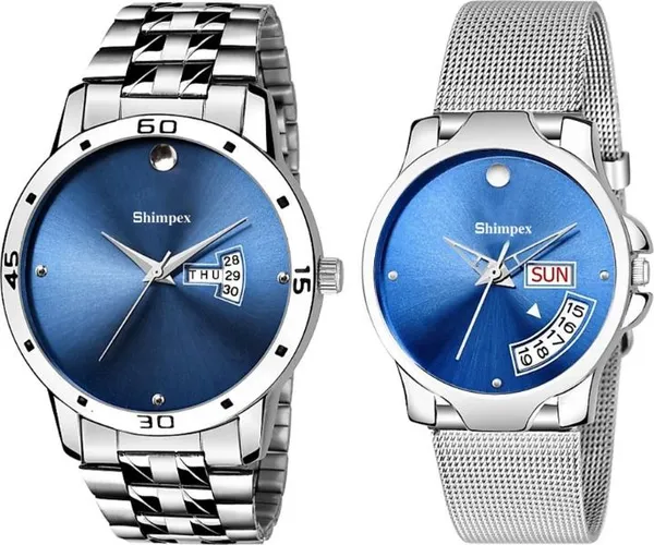 Premium_Watches_Blue_Metal_Men_&_Women_Waterproof_With_A_One_Year_Warranty_Day_And_Date_Analog