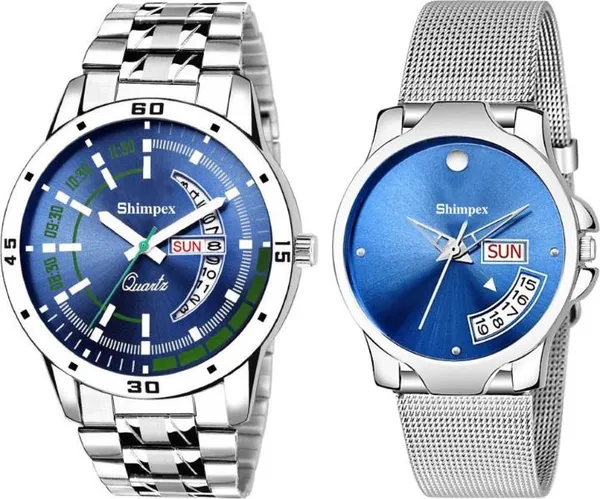 Premium_Watches_Blue_Metal_Men_&_Women_Waterproof_With_A_One_Year_Warranty_Day_And_Date_Analog