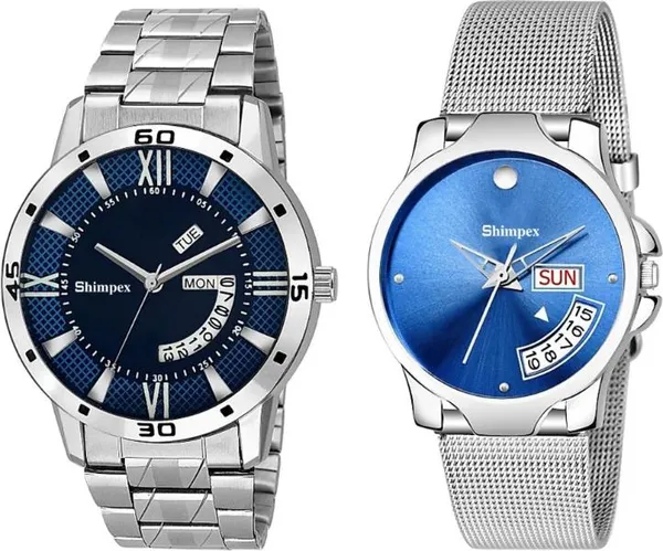 Premium_Watches_Blue_Metal_Men_&_Women_Waterproof_With_A_One_Year_Warranty_Day_And_Date_Analog