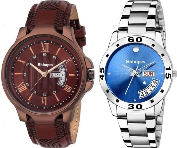 Premium_Watches_Brown_Blue_Genuine_Leather_Metal_Men_Waterproof_With_A_One_Year_Warranty_Day_And_Date_Analog