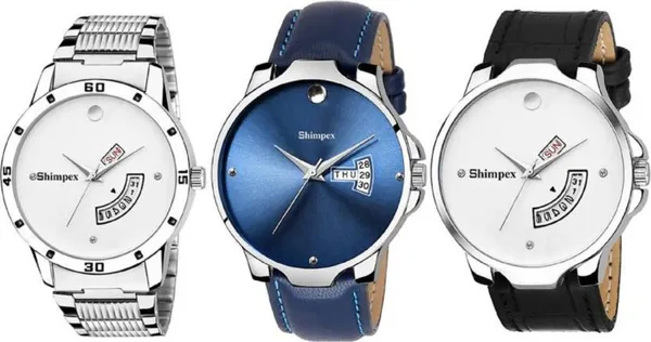 Premium_Watches_White_Blue_Genuine_Leather_Metal_Men_Waterproof_With_A_One_Year_Warranty_Day_And_Date_Analog