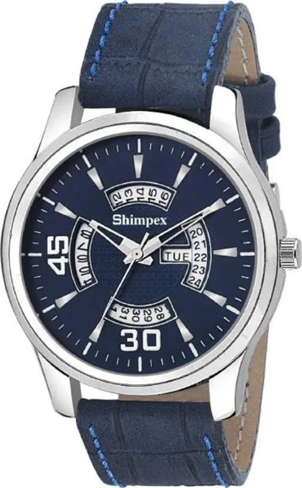 Premium_Watches_Blue_Genuine_Leather_Men_Waterproof_With_A_One_Year_Warranty_Day_And_Date_Analog