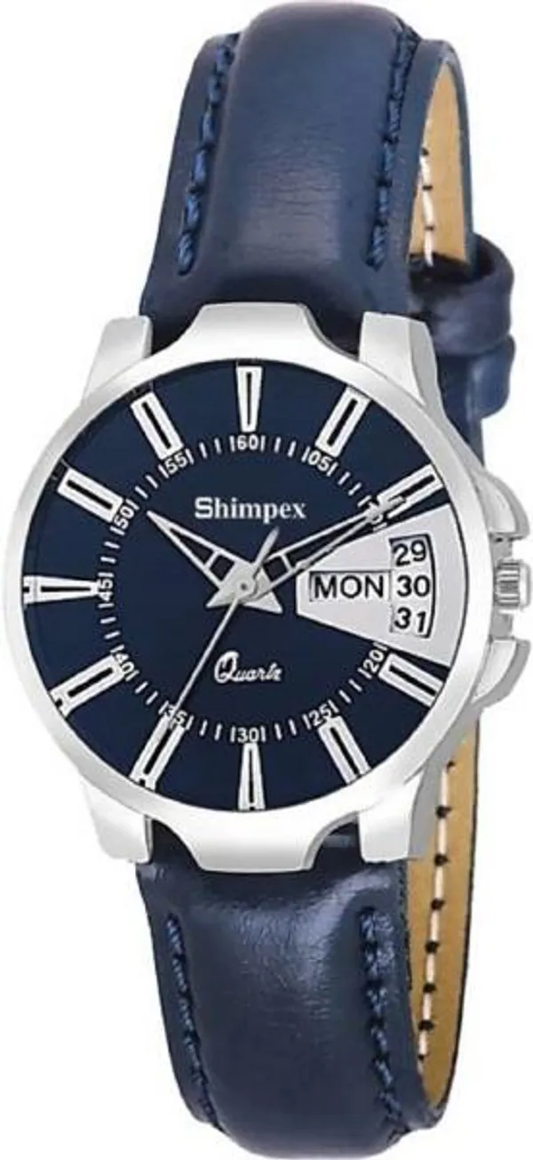 Shimpex_Good_Quality__Watches_Blue_Genuine_Leather_Women_Waterproof_With_A_One_Year_Warranty_Day_And_Date_Analog